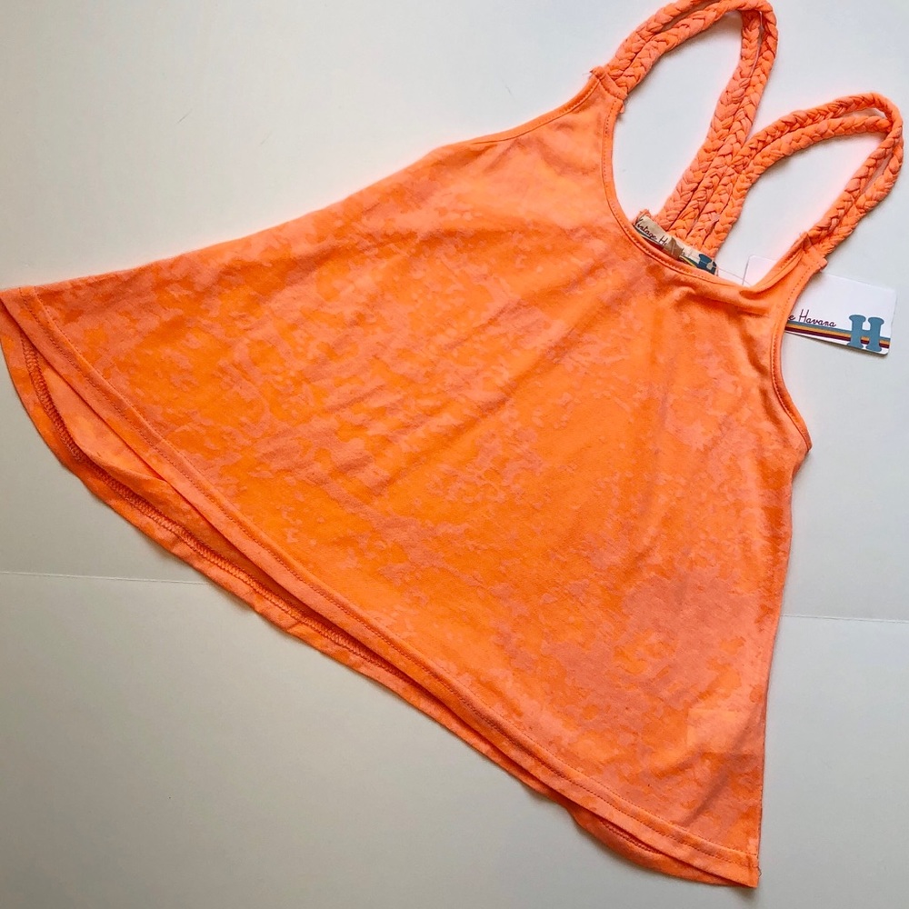 NWT Vintage Havana neon orange tank with braid